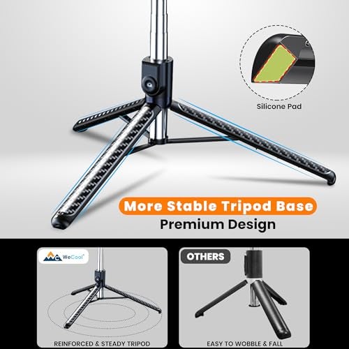 WeCool S5s Neo Bluetooth Selfie Stick with Tripod Stand, 71inc/ 180cm Long Selfie Stick with 6-Section Stable Base, Tripod Mobile Holder, Compatible with Mobile for Video & Photoshoot - Image 3