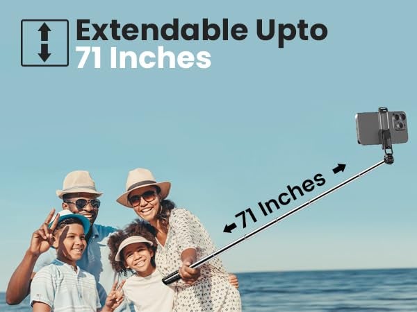 WeCool S5s Neo Bluetooth Selfie Stick with Tripod Stand, 71inc/ 180cm Long Selfie Stick with 6-Section Stable Base, Tripod Mobile Holder, Compatible with Mobile for Video & Photoshoot - Image 5