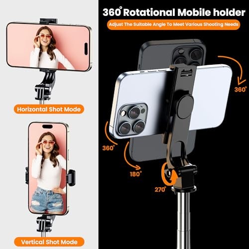 WeCool S5s Neo Bluetooth Selfie Stick with Tripod Stand, 71inc/ 180cm Long Selfie Stick with 6-Section Stable Base, Tripod Mobile Holder, Compatible with Mobile for Video & Photoshoot - Image 2