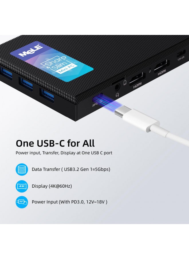 Mele - MeLE Quieter3C Fanless Mini PC Windows 11 Pro Celeron N5105 8GB 256GB Micro Computer with Full Function Type C Small Desktop WiFi6 Ethernet PXE Unlock BIOS PD Industrial Personal Media - Image 1
