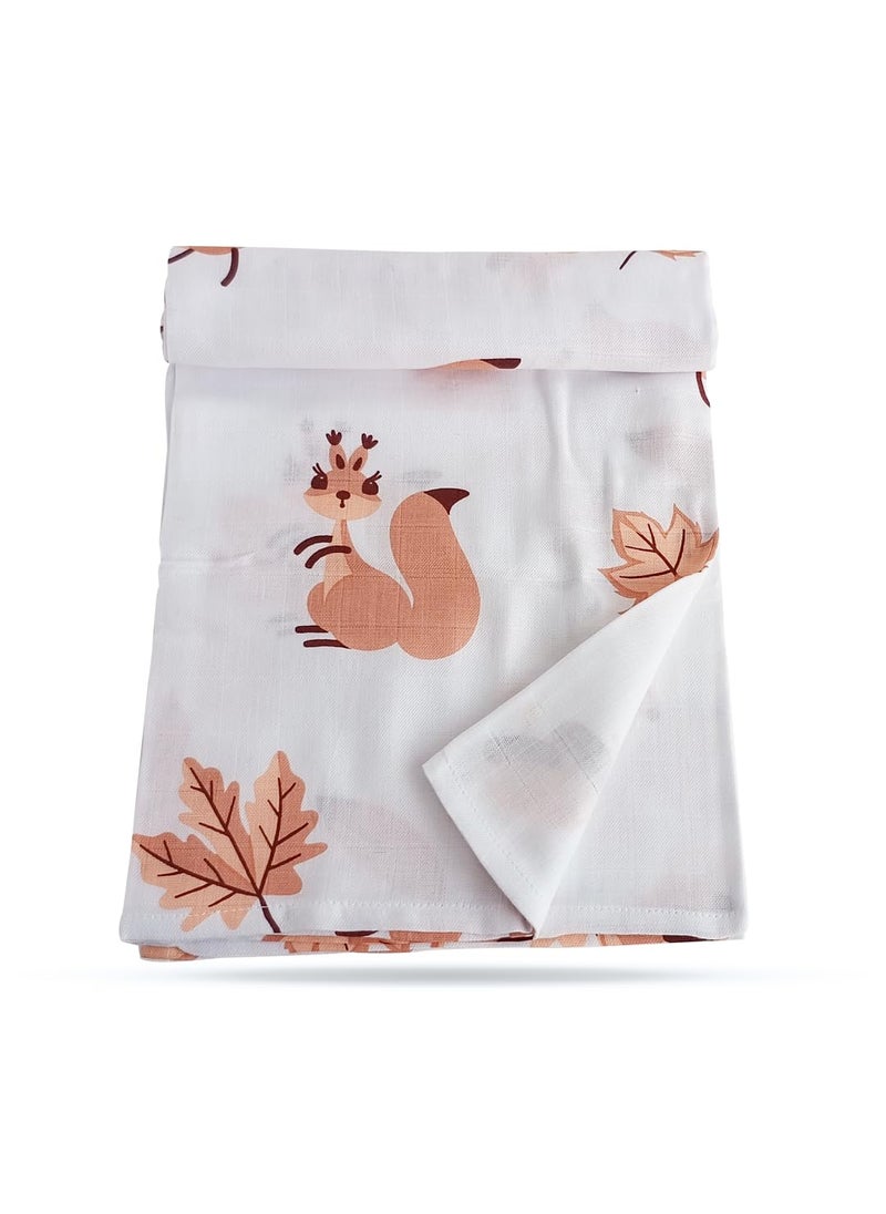 Kridlo Kridlo 100 Cotton Printed Swaddle Wrap for Newborn Baby Soft Breathable Muslin 90 x 90cm SkinFriendly Gentle Ideal for 02 Years Pack of 1 Brown Naughty Squeriel 