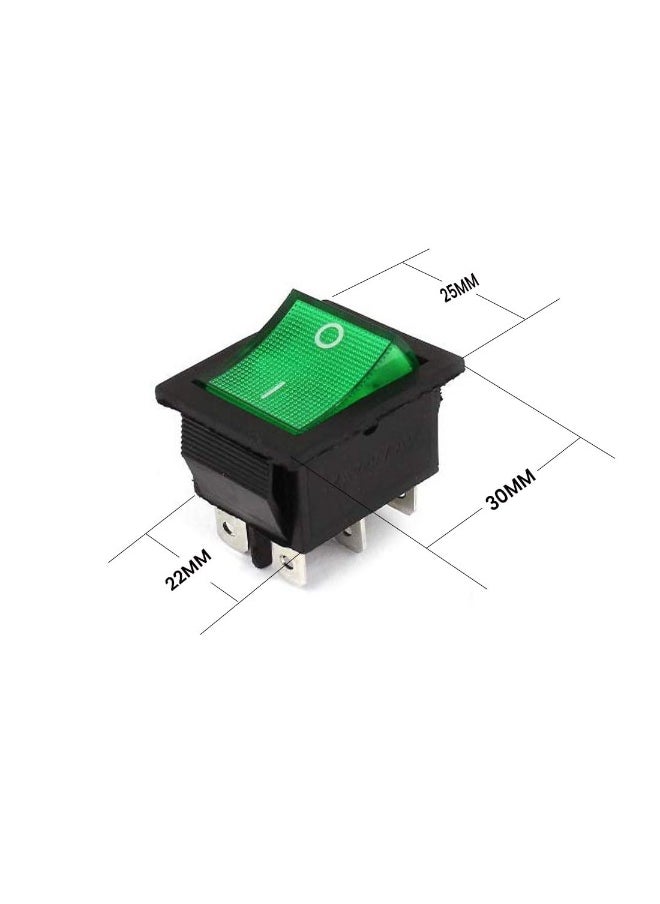 melfi 6 Pins 2 Position Mechanical & Electrical Toggle Rocker Push Limit Switches for DIY Projects, Green Color (PACK OF 5)  - Image 3