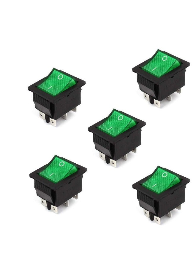 melfi 6 Pins 2 Position Mechanical & Electrical Toggle Rocker Push Limit Switches for DIY Projects, Green Color (PACK OF 5)  - Image 1