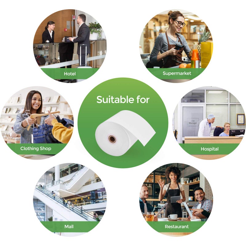 MUNBYN Thermal Paper 3 1/8 x 230ft, 10 Rolls Receipt Paper Work for Star Micronics TSP100 TSP143 Epson 80mm Receipt Printer Square POS Register, 80mm Thermal Receipt Papers, BPA Free, Plus Version - Image 5