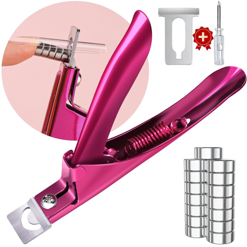 GA&EN Violet Red Premium Adjustable Nail Clippers with Magnets Sizers for Acrylic Nails, Stainless Steel Nail Cutter Trimmer for Artificial Fake False Tips Manicure Sharp Blade Clip Tool for Salon Beauty - Image 1