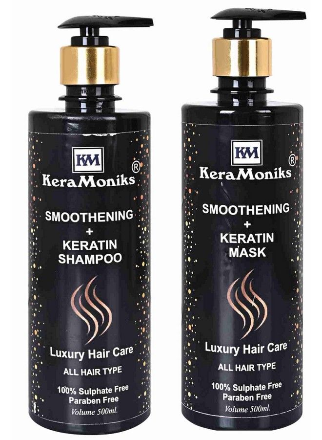 KeraMoniks Keratin Plus Smoothening Hair Shampoo 500 Ml + Keratin Plus Smootheing Hair Mask 500 Ml (Pack Of 2 X 500 Ml) - Image 1