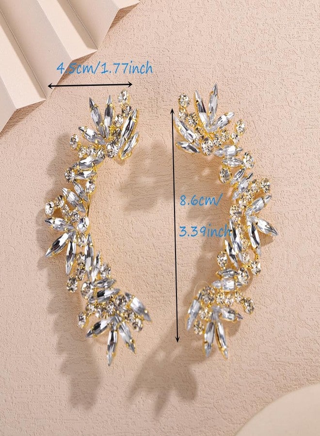 بيريوان أقراط بيريوان القوطية المرصعة بأحجار الراين، أقراط متسلقة مرصعة بالكريستال، أقراط بوهيمية متسلقة مرصعة بالكريستال، أقراط ملفوفة لامعة مرصعة بأحجار الراين للنساء - Image 4