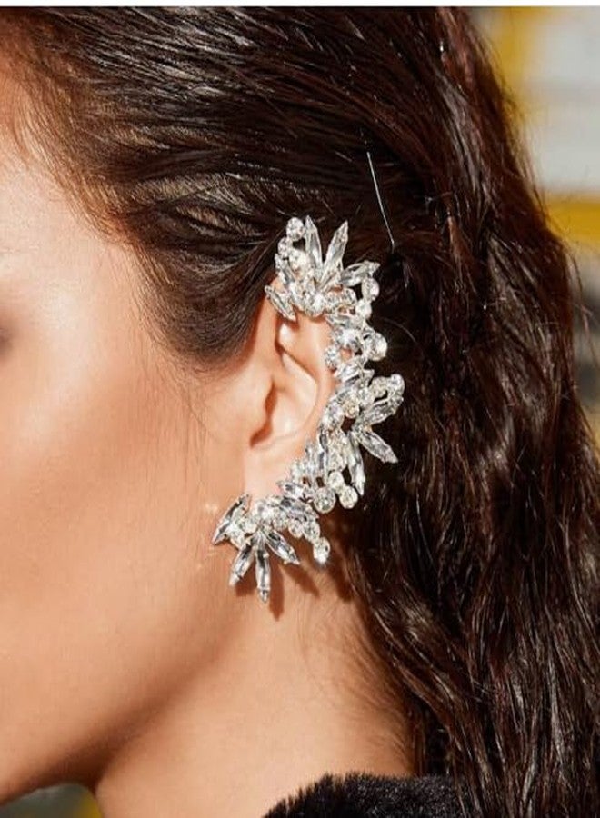 بيريوان أقراط بيريوان القوطية المرصعة بأحجار الراين، أقراط متسلقة مرصعة بالكريستال، أقراط بوهيمية متسلقة مرصعة بالكريستال، أقراط ملفوفة لامعة مرصعة بأحجار الراين للنساء - Image 2