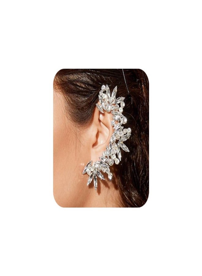 بيريوان أقراط بيريوان القوطية المرصعة بأحجار الراين، أقراط متسلقة مرصعة بالكريستال، أقراط بوهيمية متسلقة مرصعة بالكريستال، أقراط ملفوفة لامعة مرصعة بأحجار الراين للنساء - Image 1