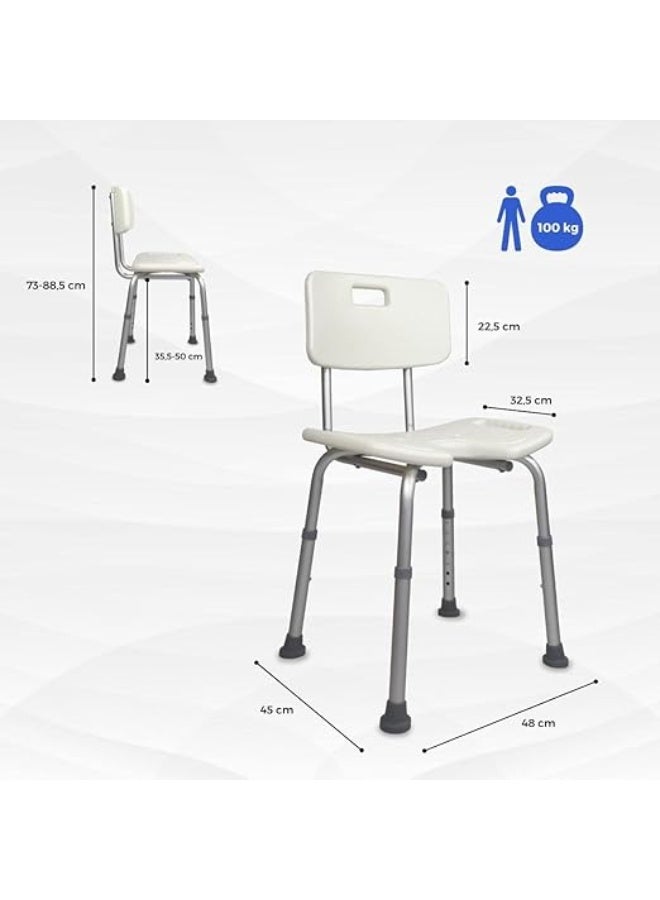 U Shape Shower Chair for Elderly and Disabled People Height Adjustable Bath Seat with Backrest Toilet Aid - Image 2