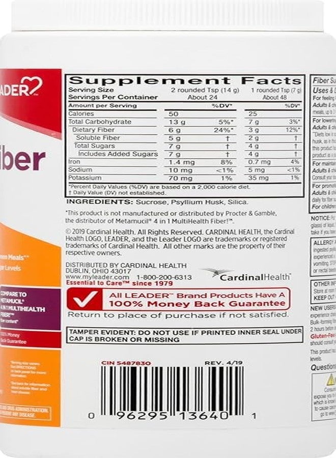 Leader Psyllium Husk Powder Supplement 4-in-1 Fiber for Digestive Health, Plant Based 100% Natural Psyllium Husk Daily Fiber, Gluten Free, Non-GMO, Compare to Metamucil 20.3 OZ (Pack of 3) - Image 3