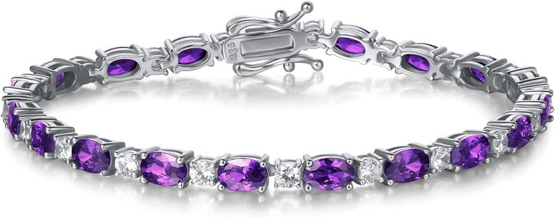 Fancime Birthstone Bracelets Sterling Silver Tennis Bracelets Charm Fine Jewelry Christmas Gifts for Women 7" - Image 1