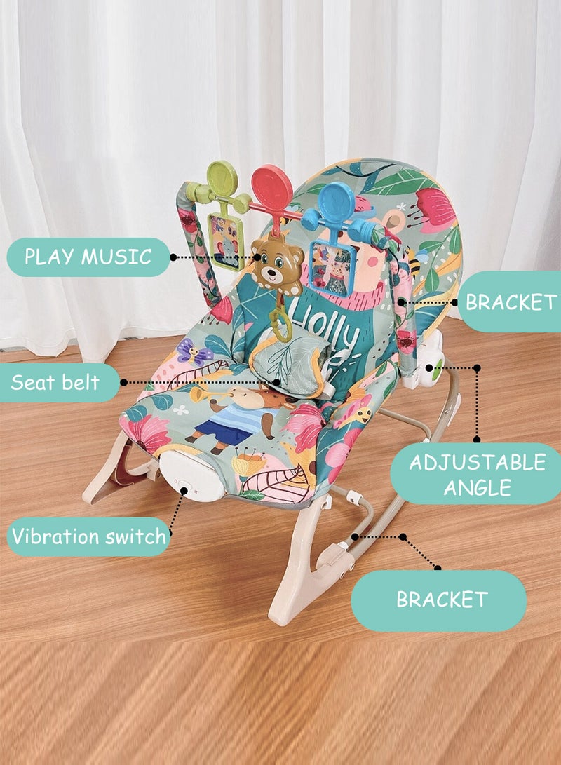MaBaby Multifunctional Baby Music Vibration Rocking Chair, Newborn Baby Rockers With Toy Pendant And Safety Belt - Image 3