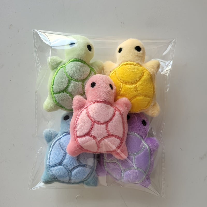 5pcs Mini Cute Turtle Plush Toys Suitable For Small And Large Pets All Breeds Interactive Toys Mixed Colors DIY Gift Design - Image 1