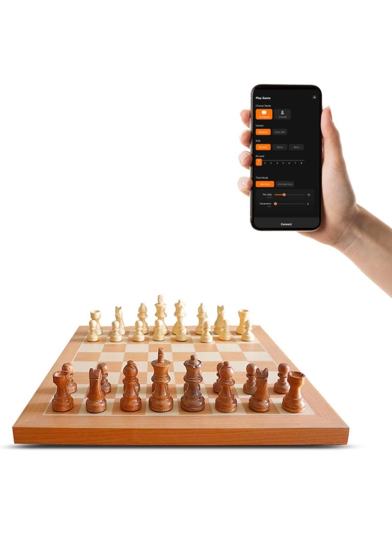Chessnut Air+ Electronic Chess Set – Wooden Smart Chess Board with LED Lights, AI Adaptive Play, Bluetooth & App Connectivity, Extra Queens, Global Online Chess Challenges - Image 3