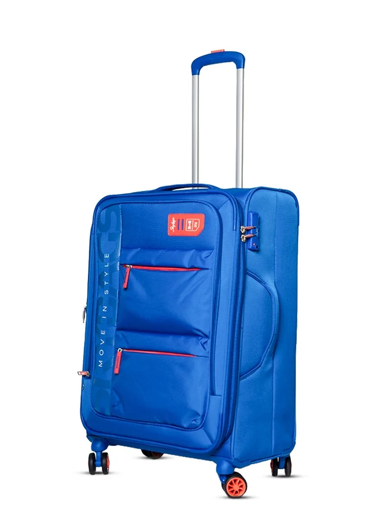 Skybags Vanguard Set of 3 Luggage with Anti Theft Zipper| Smooth Dual Wheels| Wet Pouch for toiletries| Cabin, Medium, Large| Blue