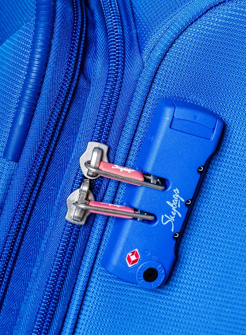 Skybags Vanguard Set of 3 Luggage with Anti Theft Zipper| Smooth Dual Wheels| Wet Pouch for toiletries| Cabin, Medium, Large| Blue