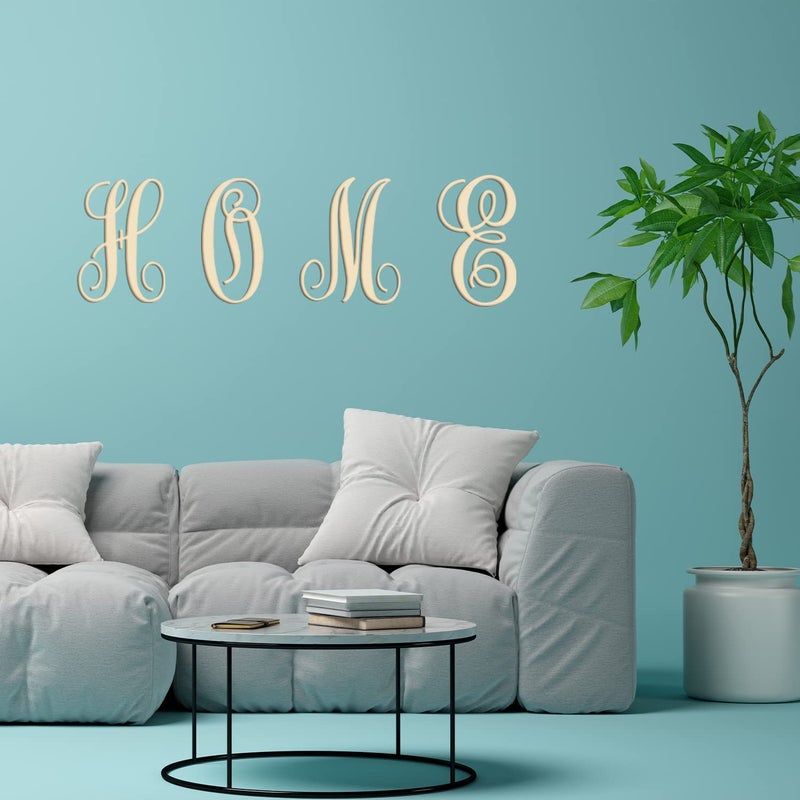 Focal20 Cursive Wooden Letters for Wall Decor 14 Inch Large Wooden Letters Unfinished Monogram Wood Letter Crafts Alphabet Sign Cutouts for DIY Painting Door Hanger (R) - Image 3