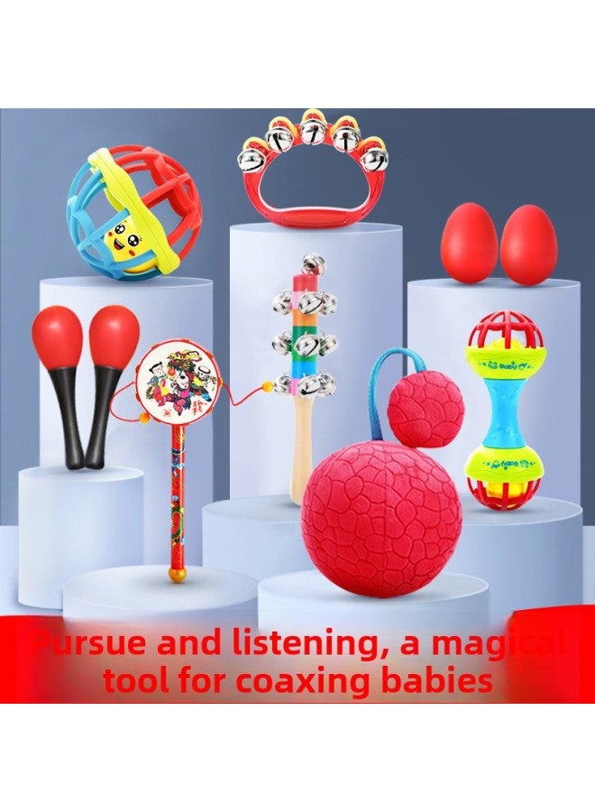 Baby Toy Educational 0 A 1 Year Old Hand Rattle Grip Training 6 Baby 4 To 3 Months Sandhammer Small Four Bells 2-Color:[Luxury 10-piece Set + Black And White Card] (0-12 Months) To Send Storage Bag - Image 3