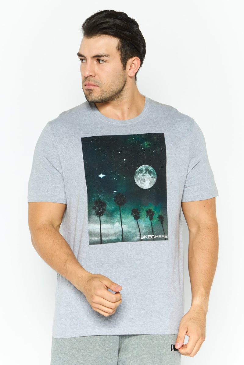 SKECHERS Men Sportswear Fit Short Sleeves Outdoor T-Shirt, Grey  - Image 1
