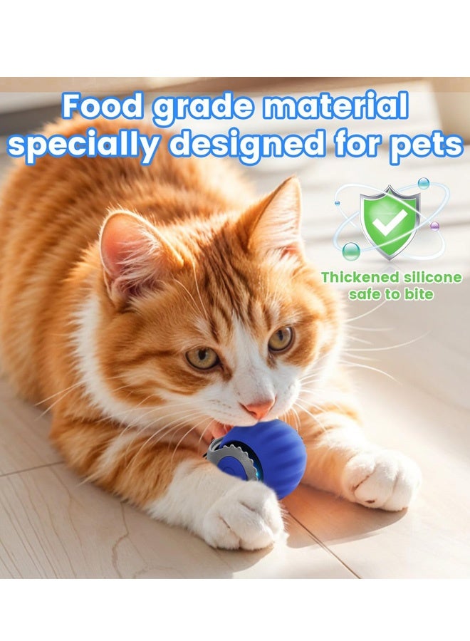 لعبة تفاعلية للقطط كرة سريعة الذيل 3.0 لعبة متدحرجة للحيوانات الأليفة ألعاب تفاعلية 360 درجة لعبة ذكية أوتوماتيكية للكلاب والقطط الصغيرة USB قابلة لإعادة الشحن ذيل توربو كرات إلكترونية مرتدة برتقالية هدية للقطط البالغة والقطط الصغيرة والكلاب، أزرق - Image 3