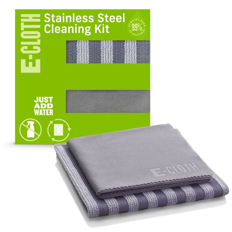 e-cloth E-Cloth Stainless Steel Microfiber Cleaning Cloth Kit - Stainless Steel Cleaner for Appliances, Oven, Stove, & More - Microfiber Towels for Cars - Reusable Cloths for Cleaning - Image 1
