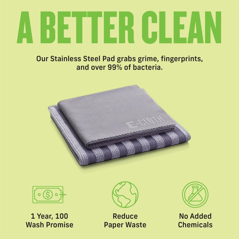 e-cloth E-Cloth Stainless Steel Microfiber Cleaning Cloth Kit - Stainless Steel Cleaner for Appliances, Oven, Stove, & More - Microfiber Towels for Cars - Reusable Cloths for Cleaning - Image 4