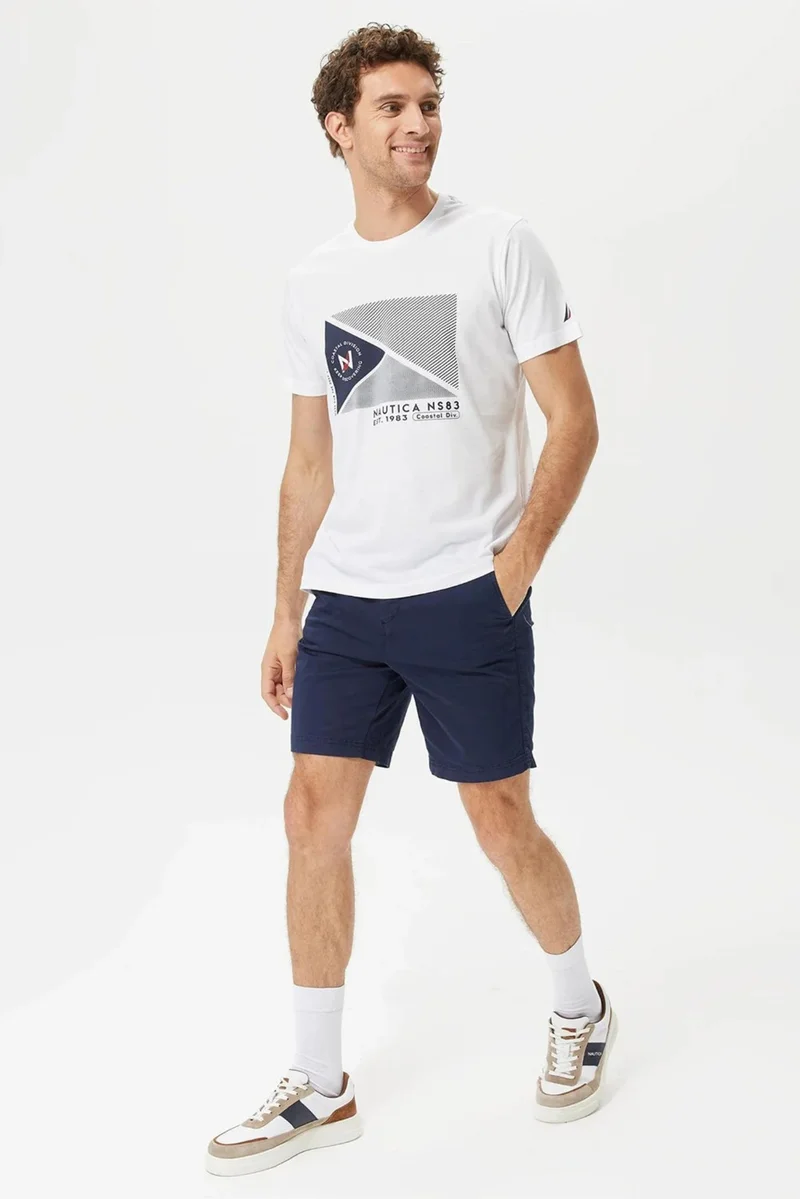 نوتيكا Cotton Brand Printed Crew Neck Standard Fit T Shirt Men's T Shirt V35902T 1Bw