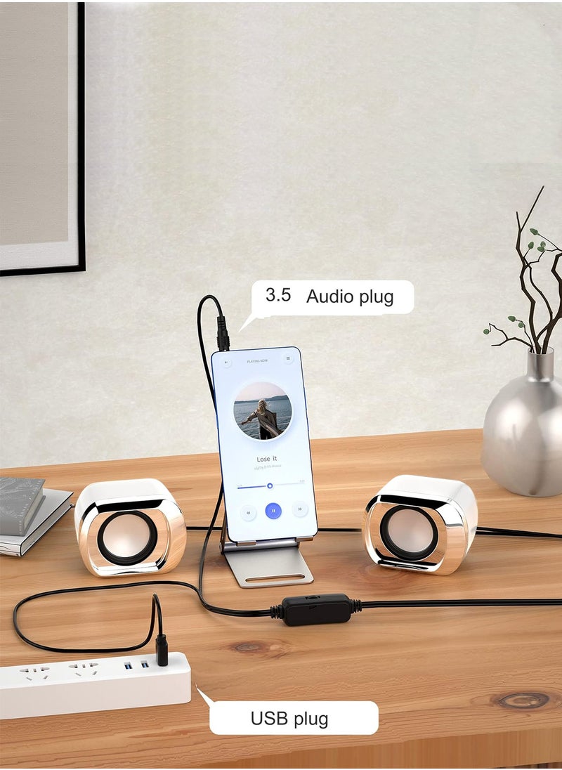 LOOPITYS - Computer Speaker - Compact and Delicate Laptop Speakers with Volume Control and 3.5 Mm Audio Plug, USB-Powered Desktop Speaker Suitable for PC Monitor, Tablets and Cellphone - Image 1