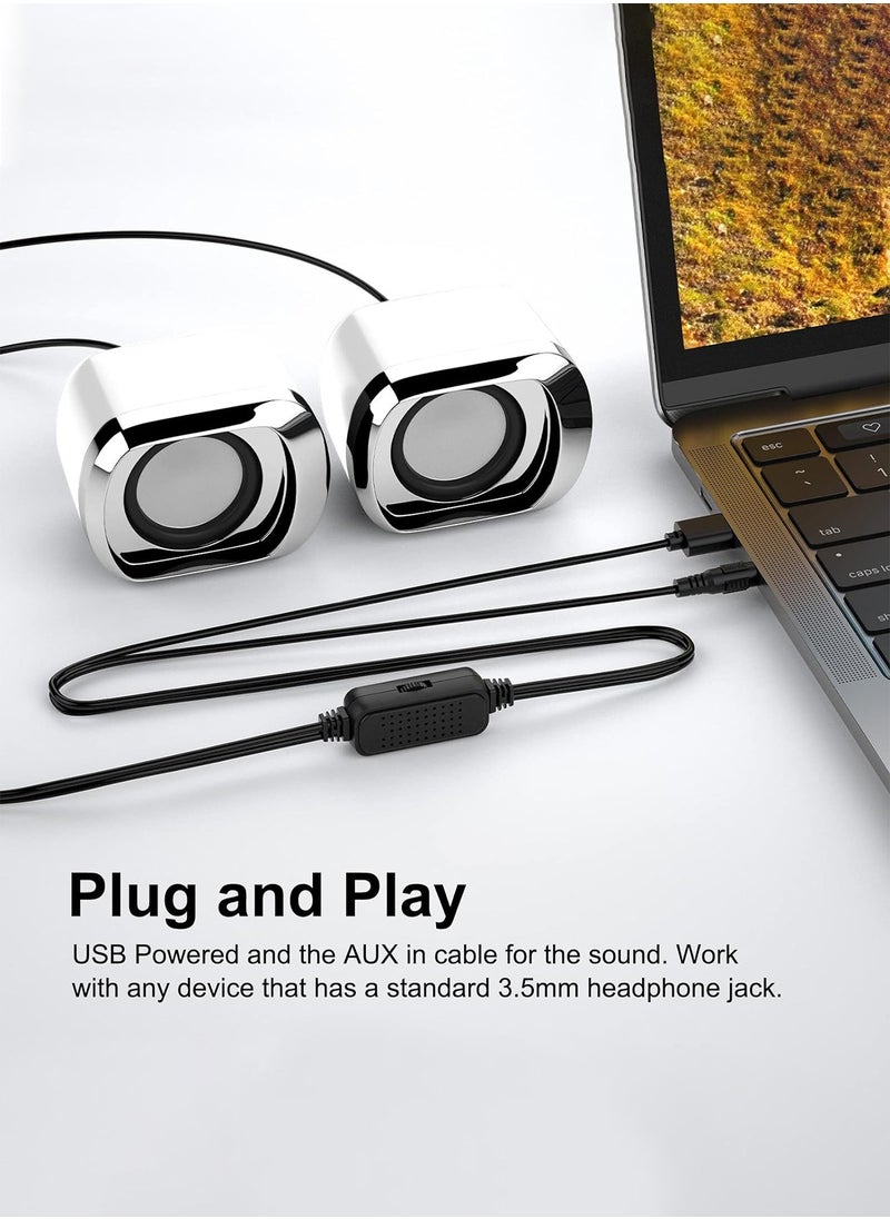 LOOPITYS - Computer Speaker - Compact and Delicate Laptop Speakers with Volume Control and 3.5 Mm Audio Plug, USB-Powered Desktop Speaker Suitable for PC Monitor, Tablets and Cellphone - Image 1