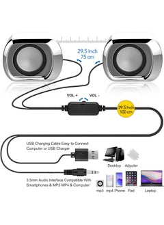 LOOPITYS Computer Speaker - Compact and Delicate Laptop Speakers with Volume Control and 3.5 Mm Audio Plug, USB-Powered Desktop Speaker Suitable for PC Monitor, Tablets and Cellphone  - Image 5