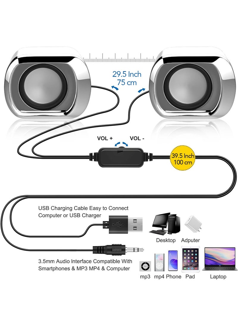 LOOPITYS - Computer Speaker - Compact and Delicate Laptop Speakers with Volume Control and 3.5 Mm Audio Plug, USB-Powered Desktop Speaker Suitable for PC Monitor, Tablets and Cellphone - Image 1