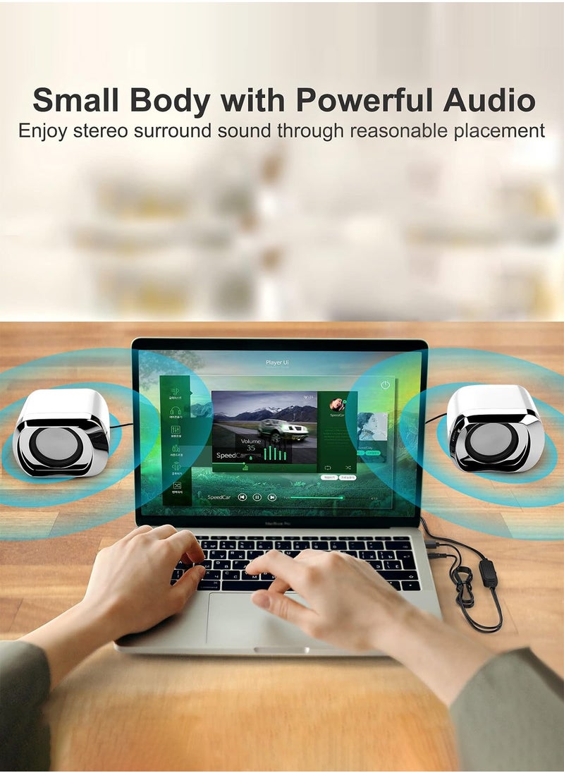 LOOPITYS - Computer Speaker - Compact and Delicate Laptop Speakers with Volume Control and 3.5 Mm Audio Plug, USB-Powered Desktop Speaker Suitable for PC Monitor, Tablets and Cellphone - Image 1