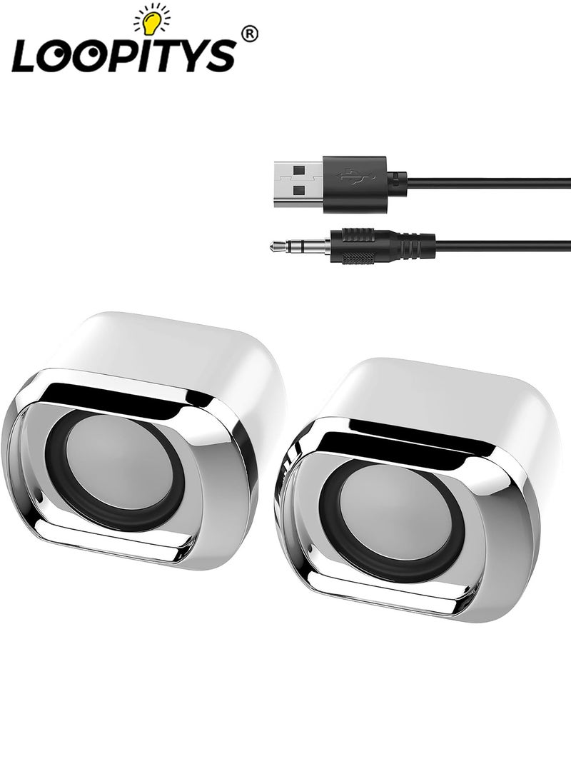LOOPITYS Computer Speaker - Compact and Delicate Laptop Speakers with Volume Control and 3.5 Mm Audio Plug, USB-Powered Desktop Speaker Suitable for PC Monitor, Tablets and Cellphone - Image 1