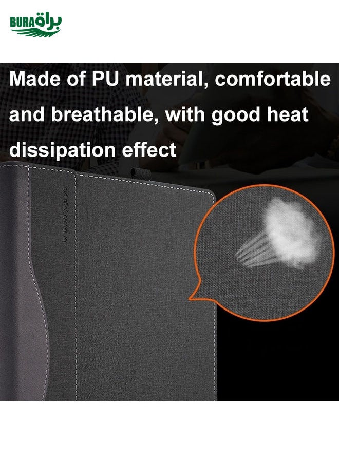 BURAQ - For HP Pavilion Aero 13.3 inch 13-bg / 13z-bg Leather Laptop Shockproof Protective Case With Stand(Black) - Image 1