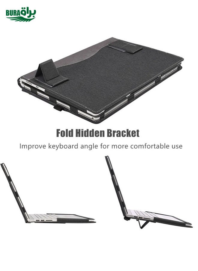 BURAQ - For HP Pavilion Aero 13.3 inch 13-bg / 13z-bg Leather Laptop Shockproof Protective Case With Stand(Black) - Image 1