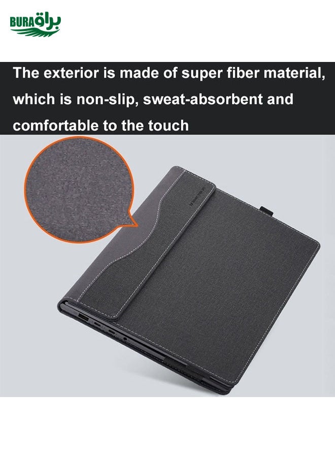 BURAQ - For HP Pavilion Aero 13.3 inch 13-bg / 13z-bg Leather Laptop Shockproof Protective Case With Stand(Black) - Image 1