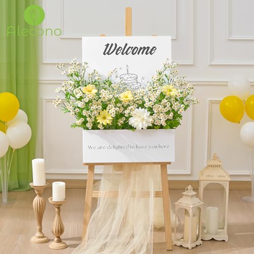 Alecono Artificial Daisy Flowers - Realistic 21 Inch 8 Pcs Long Stem Fake White Daisies with Leaves, Spring Wild Floral Arrangement for Home Decor, Wedding, Table Centerpieces, Party Decoration - Image 5