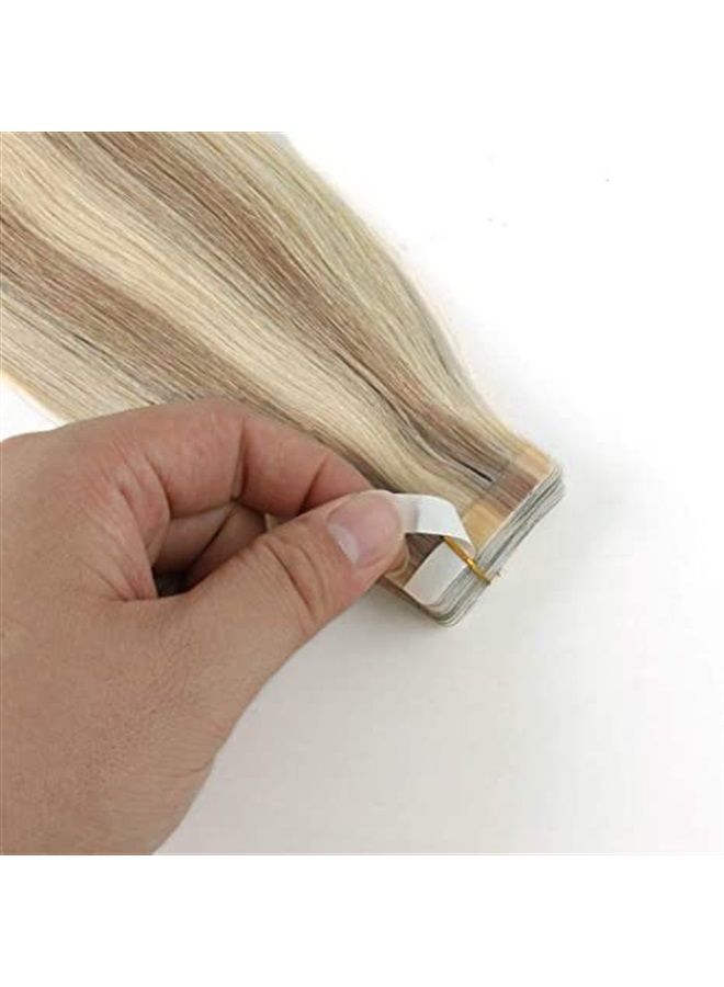 Sassina Pre-taped 50g 20pcs Real Remy Human Hair Blonde Highlights Tape in Extensions Skin Weft, Invisible, Seamless, P20-60 18 Inch - Image 5