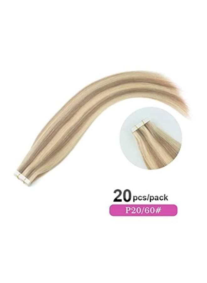 Sassina Pre-taped 50g 20pcs Real Remy Human Hair Blonde Highlights Tape in Extensions Skin Weft, Invisible, Seamless, P20-60 18 Inch - Image 3