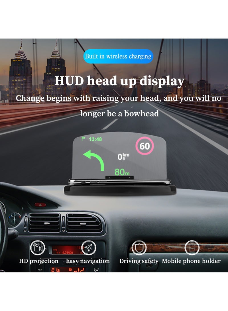 general Mobile phone support car navigation projector head up display smart induction wireless fast charger charger compatible with Android and IOS - Image 3