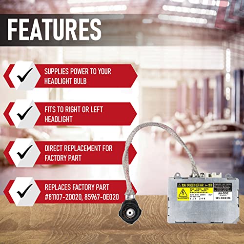 AA Ignition بالاست HID مع موقد - وحدة تحكم المصابيح الأمامية - بديل ل 85967-0E020، 81107-2D020، DDLT002، KDLT002 - متوافق مع سيارات تويوتا ولكزس - بريوس، أفالون، سيينا، ES300، ES330، LS430 - Image 2