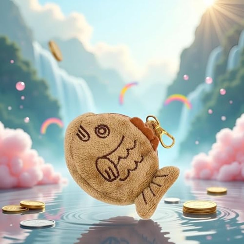 Brown Cute Plush Coin Purse Keychain, Mini Wrist Purse Bag, Japanese Creative Adjustable Soft Coin Pendant With Zipper Plush Pouch for Girl Women's Coin Purses and Pouches Accessories - Image 4