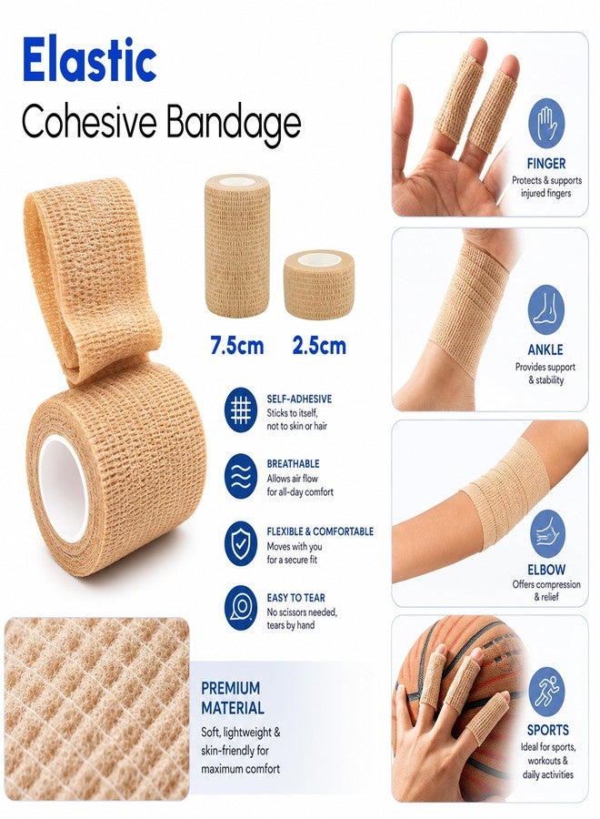 CareVego® Self Adhesive Bandage Wrap, 5 Pack, 1 * 7.5CM, 4 * 2.5CM, Cohesive Bandages, Medical Wrap, Elastic Bandage Wrap, Self Sticking Bandage Tape (Travel Care Pack) - Image 2
