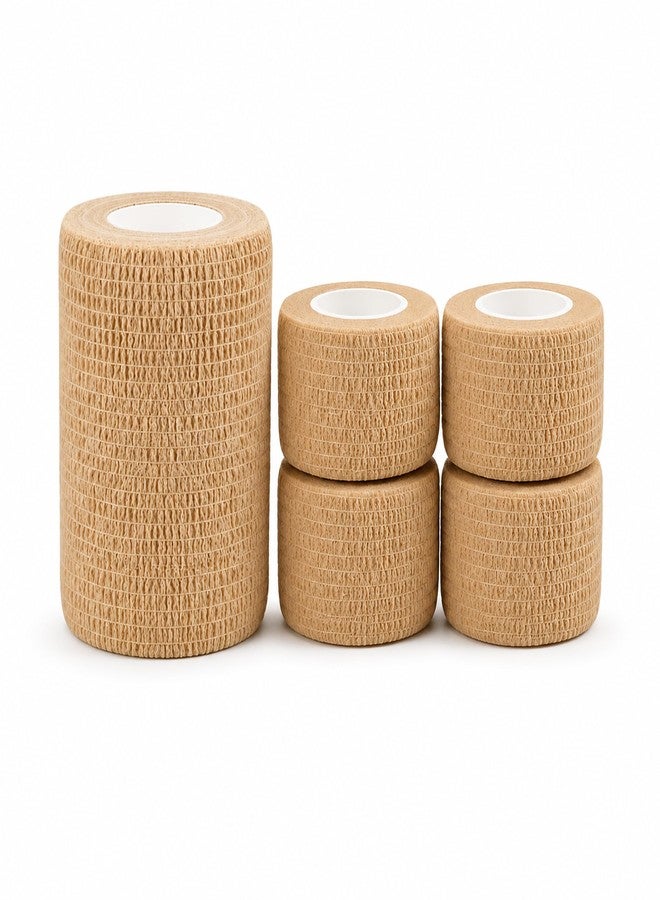 CareVego® Self Adhesive Bandage Wrap, 5 Pack, 1 * 7.5CM, 4 * 2.5CM, Cohesive Bandages, Medical Wrap, Elastic Bandage Wrap, Self Sticking Bandage Tape (Travel Care Pack) - Image 1