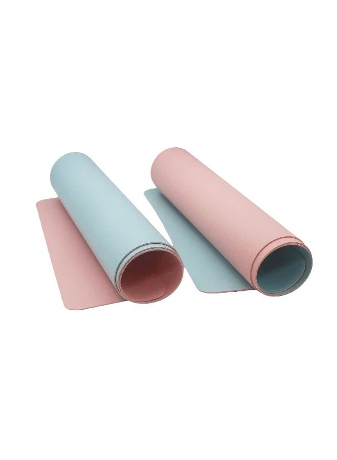 Sakura Pink Powder Blue Double-Sided PU Leather Large Gaming Mouse Pad 900×400mm, Reversible Waterproof Desk Keyboard Mat - Image 4