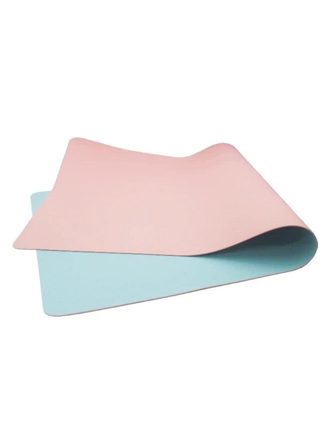 Sakura Pink Powder Blue Double-Sided PU Leather Large Gaming Mouse Pad 900×400mm, Reversible Waterproof Desk Keyboard Mat - Image 3