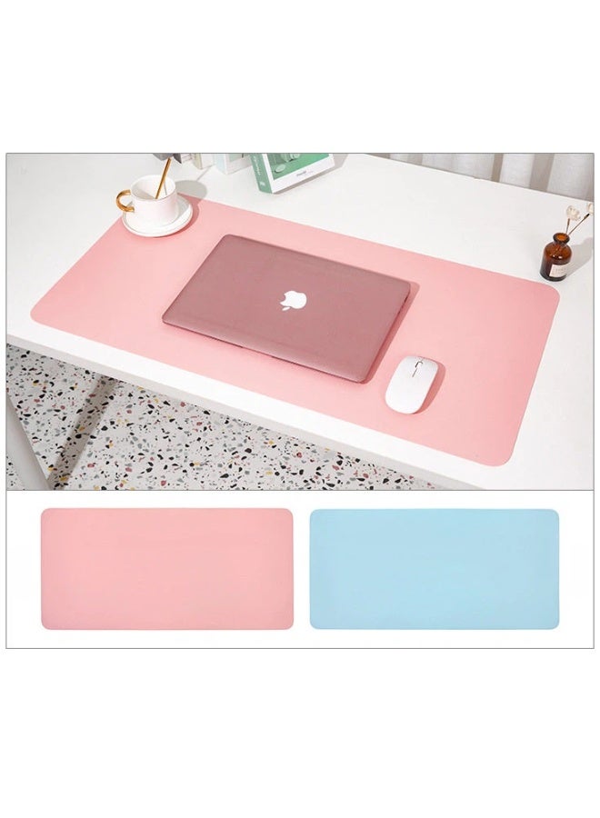 Sakura Pink Powder Blue Double-Sided PU Leather Large Gaming Mouse Pad 900×400mm, Reversible Waterproof Desk Keyboard Mat - Image 5