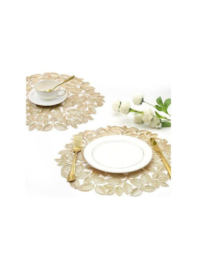 مفارش مائدة مستديرة قطعتين باللون الذهبي - Image 1