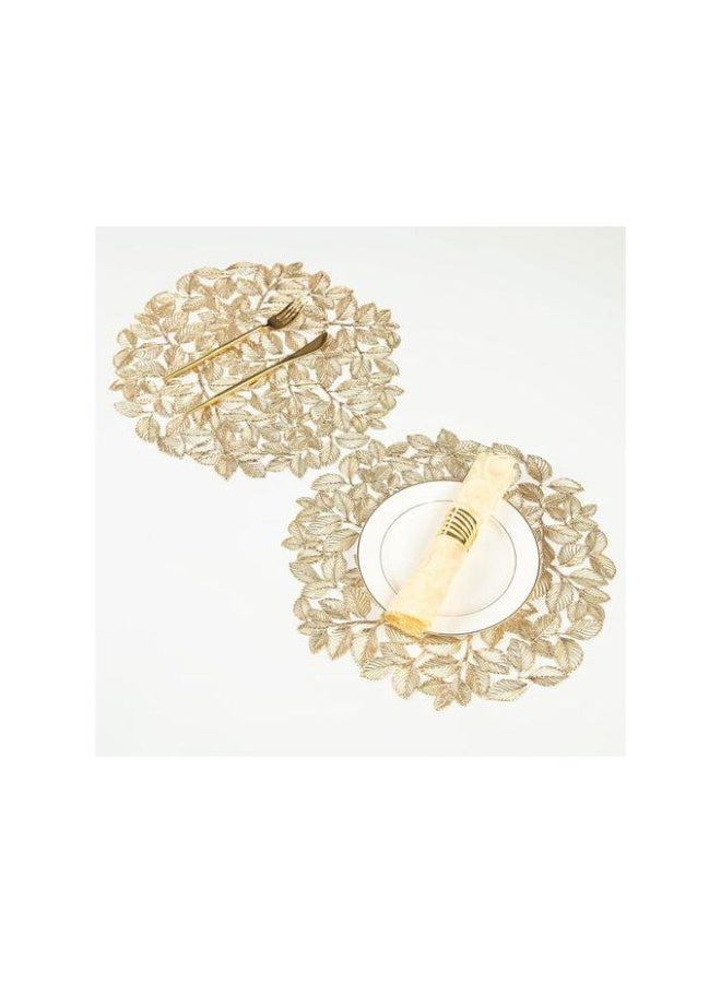 مفارش مائدة مستديرة قطعتين باللون الذهبي - Image 3